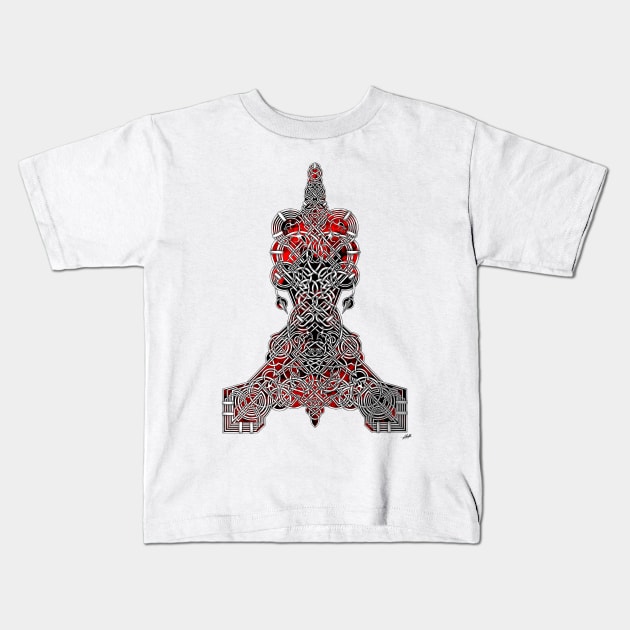 Mjolnir - Thor's Hammer Nordic Knotwork Kids T-Shirt by Art of Arklin